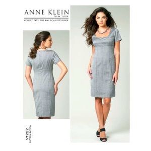 Vogue V1222 Anne Klein American Designer Sewing Pattern Fitted Dress Sz 14-20